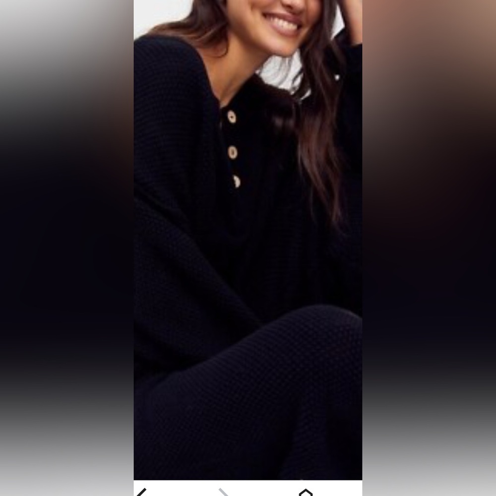 Free People Black Hailee Cotton Knit Top